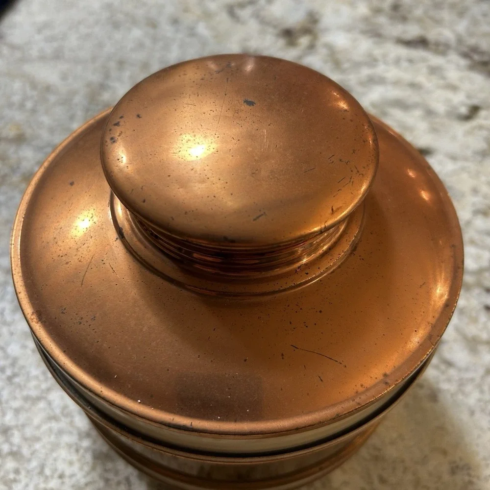 Vintage Chase USA Copper Tobacco Humidor Tin Lined Lidded Canister